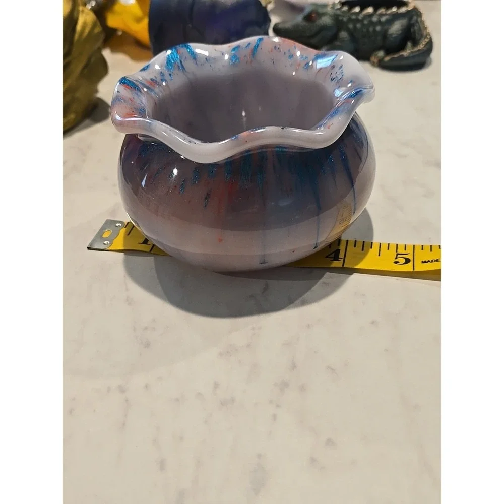 Wavy Edge Resin Handmade Bowl‎ Pink Blue Red White  616